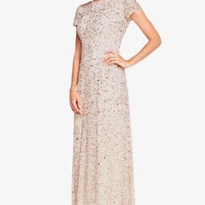 Adrianna Pappell Sequin Gown in Ivory/ White
